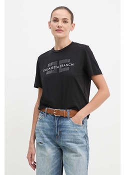 Elisabetta Franchi t-shirt bawełniany damski kolor czarny MA00346E2 ze sklepu ANSWEAR.com w kategorii Bluzki damskie - zdjęcie 174704081