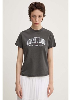 Tommy Jeans t-shirt bawełniany damski kolor szary DW0DW19826 ze sklepu ANSWEAR.com w kategorii Bluzki damskie - zdjęcie 174704160