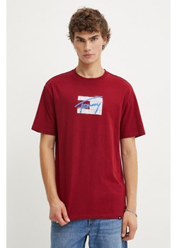 Tommy Jeans t-shirt męski kolor bordowy z nadrukiem DM0DM18528 ze sklepu ANSWEAR.com w kategorii T-shirty męskie - zdjęcie 174704242