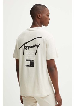 Tommy Jeans t-shirt męski kolor beżowy z nadrukiem DM0DM18529 ze sklepu ANSWEAR.com w kategorii T-shirty męskie - zdjęcie 174704252