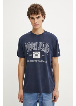 Tommy Jeans t-shirt bawełniany męski kolor granatowy z nadrukiem DM0DM19198 ze sklepu ANSWEAR.com w kategorii T-shirty męskie - zdjęcie 174704301