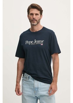 Pepe Jeans t-shirt bawełniany ALBERT męski kolor granatowy z nadrukiem PM509432 ze sklepu ANSWEAR.com w kategorii T-shirty męskie - zdjęcie 174704480