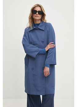 Answear Lab trencz damski kolor niebieski przejściowy oversize ze sklepu ANSWEAR.com w kategorii Płaszcze damskie - zdjęcie 174704963