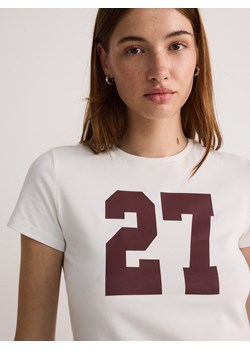 Reserved - T-shirt z nadrukiem - złamana biel ze sklepu Reserved w kategorii Bluzki damskie - zdjęcie 174706622