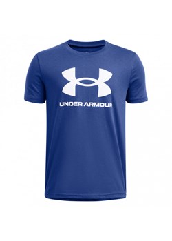 Chłopięcy t-shirt z nadrukiem Under Armour UA B Sportstyle Logo Ss - niebieski ze sklepu Sportstylestory.com w kategorii T-shirty chłopięce - zdjęcie 174707630