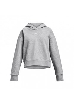 Dziewczęca bluza dresowa nierozpinana z kapturem Under Armour UA Rival Fleece Crop Hoodie - szara ze sklepu Sportstylestory.com w kategorii Bluzy damskie - zdjęcie 174707633