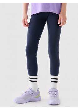 Dziewczęce legginsy dzianinowe 4F 4FJRAW24TTIGF239 - granatowe ze sklepu Sportstylestory.com w kategorii Spodnie dziewczęce - zdjęcie 174708510