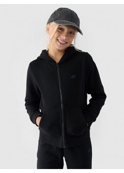 Dziewczęca bluza dresowa rozpinana z kapturem 4F 4FJWMM00TSWSF1315 - czarna ze sklepu Sportstylestory.com w kategorii Bluzy dziewczęce - zdjęcie 174708970