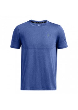 Męska koszulka treningowa Under Armour UA Rush Seamless Legacy SS - niebieska ze sklepu Sportstylestory.com w kategorii T-shirty męskie - zdjęcie 174709443