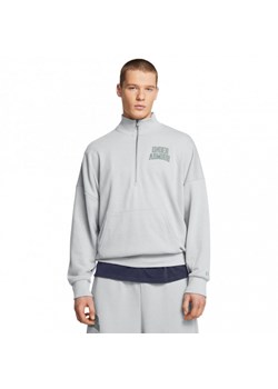 Męska bluza dresowa nierozpinana bez kaptura Under Armour UA Icon Hwt Terry Os 1/2 Zip - szara ze sklepu Sportstylestory.com w kategorii Bluzy męskie - zdjęcie 174709574