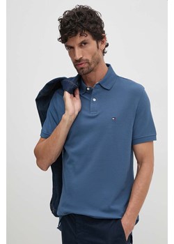 Tommy Hilfiger polo męski kolor granatowy gładki ze sklepu ANSWEAR.com w kategorii T-shirty męskie - zdjęcie 174714033