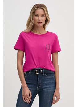 Armani Exchange t-shirt bawełniany kolor różowy ze sklepu ANSWEAR.com w kategorii Bluzki damskie - zdjęcie 174714063