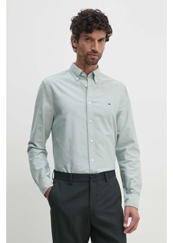 Tommy Hilfiger koszula bawełniana męska kolor zielony regular z kołnierzykiem button-down MW0MW35774 ze sklepu ANSWEAR.com w kategorii Koszule męskie - zdjęcie 174714140