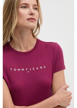 Tommy Jeans t-shirt bawełniany damski kolor fioletowy DW0DW18398 ze sklepu ANSWEAR.com w kategorii Bluzki damskie - zdjęcie 174714260