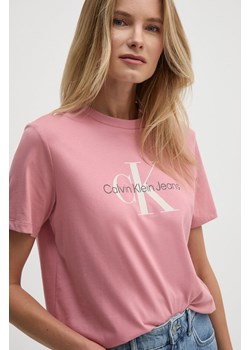 Calvin Klein Jeans t-shirt bawełniany damski kolor różowy 00040WL260 ze sklepu ANSWEAR.com w kategorii Bluzki damskie - zdjęcie 174714323