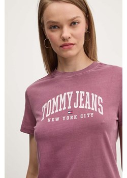 Tommy Jeans t-shirt bawełniany damski kolor różowy DW0DW19826 ze sklepu ANSWEAR.com w kategorii Bluzki damskie - zdjęcie 174714332