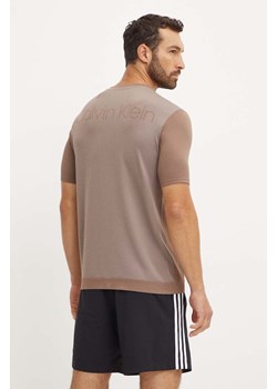 Calvin Klein Performance t-shirt treningowy kolor brązowy gładki ze sklepu ANSWEAR.com w kategorii T-shirty męskie - zdjęcie 174714404