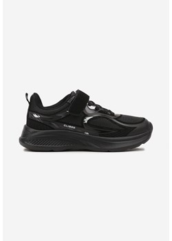 Czarno-Białe Płaskie Buty Sportowe Sneakersy na Tłoczonej Podeszwie Zapinane na Rzep Eriselli ze sklepu born2be.pl w kategorii Buty sportowe dziecięce - zdjęcie 174717730