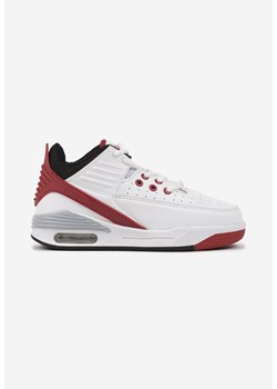 Biało-Czerwone Płaskie Buty Sportowe Sneakersy za Kostkę z Perforacją i Tłoczeniem Neritha ze sklepu born2be.pl w kategorii Buty sportowe dziecięce - zdjęcie 174717784
