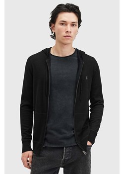 AllSaints bluza wełniana MODE MERINO ZIP HOOD kolor czarny z kapturem melanżowa M084KB ze sklepu ANSWEAR.com w kategorii Bluzy męskie - zdjęcie 174722882