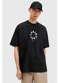 AllSaints t-shirt bawełniany TIERRA SS CREW męski kolor czarny z nadrukiem M072PB ze sklepu ANSWEAR.com w kategorii T-shirty męskie - zdjęcie 174723672