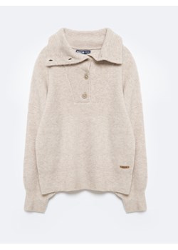 Sweter damski z rozpinanym golfem beżowy Pulina 801 ze sklepu Big Star w kategorii Swetry damskie - zdjęcie 174723881