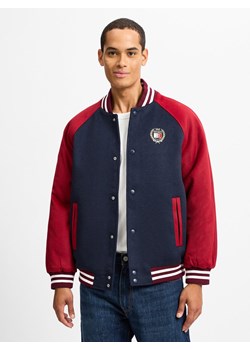 Tommy Jeans Męska kurtka wełniana Mężczyźni granatowy jednolity ze sklepu vangraaf w kategorii Bluzy męskie - zdjęcie 174725300