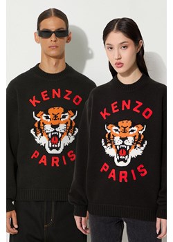 Kenzo sweter wełniany Rws Lucky Tiger Jumper kolor czarny ciepły FE68PU4773LH.99J ze sklepu PRM w kategorii Swetry damskie - zdjęcie 174727590