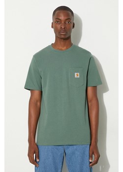 Carhartt WIP t-shirt bawełniany S/S Pocket męski kolor zielony z aplikacją I030434.29NXX ze sklepu PRM w kategorii T-shirty męskie - zdjęcie 174727610