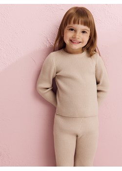 Reserved - Prążkowany sweter - beżowy ze sklepu Reserved w kategorii Swetry dziewczęce - zdjęcie 174729130