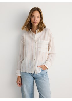 Reserved - Koszula oversize z bawełną - beżowy ze sklepu Reserved w kategorii Koszule damskie - zdjęcie 174733313