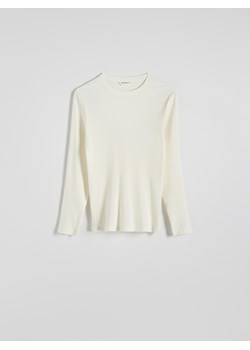 Reserved - Longsleeve slim fit w prążek - złamana biel ze sklepu Reserved w kategorii T-shirty męskie - zdjęcie 174733331