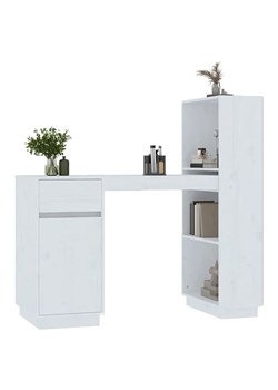Białe biurko sosnowe z regałem i szufladą N4-F77 - id: 36569 - marki Elior - 174736730 Białe biurko sosnowe z regałem i szufladą N4-F77 ze sklepu Edinos.pl w kategorii Biurka i sekretarzyki - zdjęcie 174736730