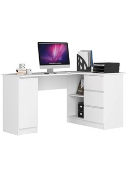 Białe Biurko W Kształcie Litery L F1-P07 - id: 39985 - marki Elior - 174736771 Białe Biurko W Kształcie Litery L F1-P07 ze sklepu Edinos.pl w kategorii Biurka i sekretarzyki - zdjęcie 174736771