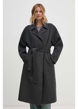 Calvin Klein płaszcz damski kolor szary zimowy oversize 00040WL571 ze sklepu ANSWEAR.com w kategorii Płaszcze damskie - zdjęcie 174738251