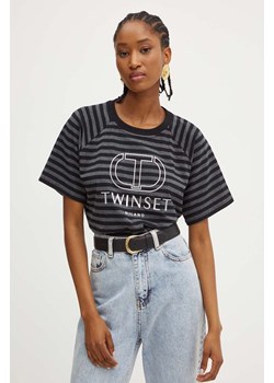 Twinset t-shirt damski kolor czarny 242TP2330 ze sklepu ANSWEAR.com w kategorii Bluzki damskie - zdjęcie 174738890