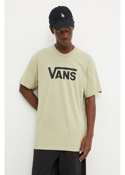 Vans t-shirt bawełniany męski kolor zielony z nadrukiem VN000GGGDAU1 ze sklepu ANSWEAR.com w kategorii T-shirty męskie - zdjęcie 174738964