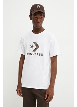 Converse t-shirt bawełniany męski kolor biały z nadrukiem 10026684-A02 ze sklepu ANSWEAR.com w kategorii T-shirty męskie - zdjęcie 174739023