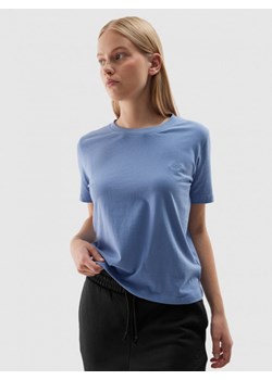 Damski t-shirt basic 4F 4FWAW24TTSHF1650 - niebieski ze sklepu Sportstylestory.com w kategorii Bluzki damskie - zdjęcie 174761430