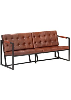 Brązowa sofa 3-osobowa ze skóry koziej – Bienee ze sklepu Edinos.pl w kategorii Sofy i kanapy - zdjęcie 174766963