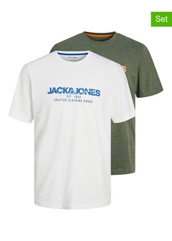 Jack &amp; Jones Koszulki (2 szt.) w kolorze białym i khaki ze sklepu Limango Polska w kategorii T-shirty męskie - zdjęcie 174776030