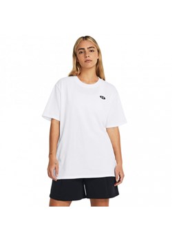 Damski t-shirt z nadrukiem Under Armour UA HW Embroid Patch Bfoss SS - bialy ze sklepu Sportstylestory.com w kategorii Bluzki damskie - zdjęcie 174777164