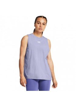 Damski top z nadrukiem Under Armour UA Rival Muscle Tank - fioletowy ze sklepu Sportstylestory.com w kategorii Bluzki damskie - zdjęcie 174777450