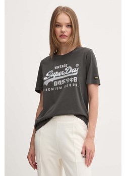 Superdry t-shirt bawełniany damski kolor szary W1011509A-AFB ze sklepu ANSWEAR.com w kategorii Bluzki damskie - zdjęcie 174780041