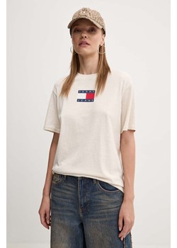 Tommy Jeans t-shirt bawełniany damski kolor beżowy DW0DW18796 ze sklepu ANSWEAR.com w kategorii Bluzki damskie - zdjęcie 174780081