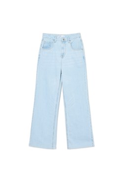 Cropp - Jasne jeansy wide leg PETITE - niebieski ze sklepu Cropp w kategorii Jeansy damskie - zdjęcie 174781462