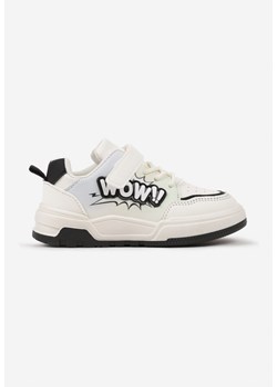 Biało-Czarne Buty Sportowe Sneakersy Zapinane na Rzep z Aplikacją 3D Lerinael ze sklepu born2be.pl w kategorii Buty sportowe dziecięce - zdjęcie 174790441