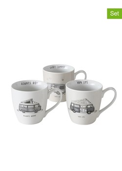 Boltze Kubki jumbo (3 szt.) &quot;Vanlife&quot; w kolorze biało-szarym - 480 ml ze sklepu Limango Polska w kategorii Naczynia - zdjęcie 174791553