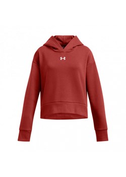 Dziewczęca bluza dresowa nierozpinana z kapturem Under Armour UA Rival Fleece Crop Hoodie - czerwona ze sklepu Sportstylestory.com w kategorii Bluzy damskie - zdjęcie 174792430