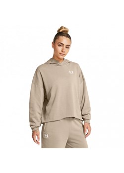 Damska bluza dresowa nierozpinana z kapturem Under Armour UA Rival Terry OS Hoodie - brązowa ze sklepu Sportstylestory.com w kategorii Bluzy damskie - zdjęcie 174792441